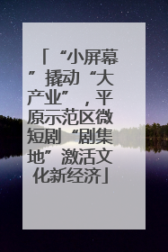 “小屏幕”撬动“大产业”，平原示范区微短剧“剧集地”激活文化新经济