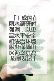 王成国在丽水调研时强调：以更高水平安全和法治环境服务保障山区海岛县高质量发展