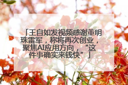 王自如发视频感谢董明珠雷军，称将再次创业，聚焦AI应用方向，“这件事确实来钱快”