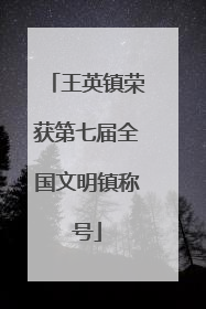 王英镇荣获第七届全国文明镇称号