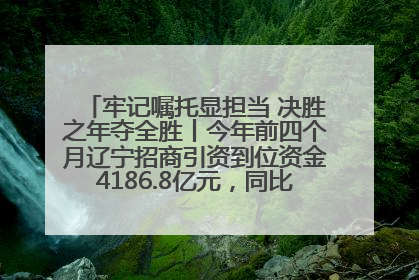 牢记嘱托显担当 决胜之年夺全胜丨今年前四个月辽宁招商引资到位资金4186.8亿元，同比增长17.4%