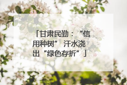 甘肃民勤：“信用种树” 汗水浇出“绿色存折”