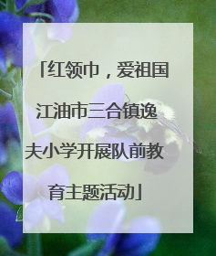 红领巾，爱祖国 江油市三合镇逸夫小学开展队前教育主题活动