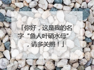 你好，这是我的名字“鱼人叶硝水母”，请多关照！