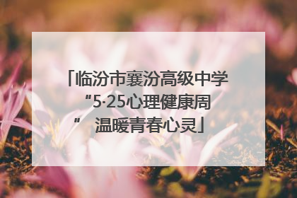 临汾市襄汾高级中学“5·25心理健康周” 温暖青春心灵