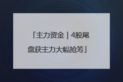 主力资金｜4股尾盘获主力大幅抢筹