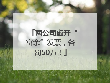 两公司虚开“富余”发票，各罚50万！