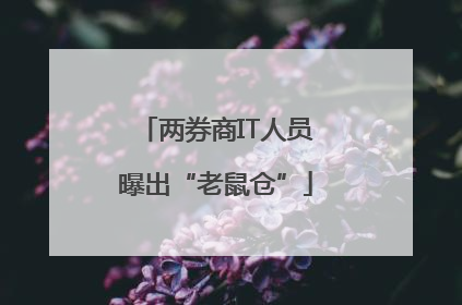 两券商IT人员曝出“老鼠仓”