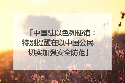 中国驻以色列使馆：特别提醒在以中国公民切实加强安全防范