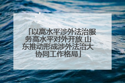 以高水平涉外法治服务高水平对外开放 山东推动形成涉外法治大协同工作格局