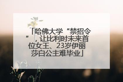 哈佛大学“禁招令”，让比利时未来首位女王、23岁伊丽莎白公主难毕业