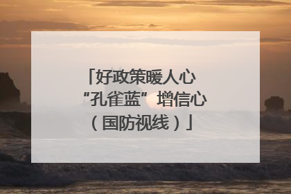 好政策暖人心 “孔雀蓝”增信心（国防视线）