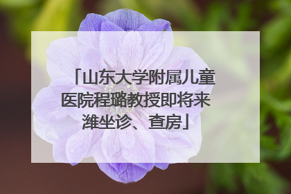 山东大学附属儿童医院程璐教授即将来潍坐诊、查房