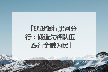 建设银行黑河分行：锻造先锋队伍 践行金融为民