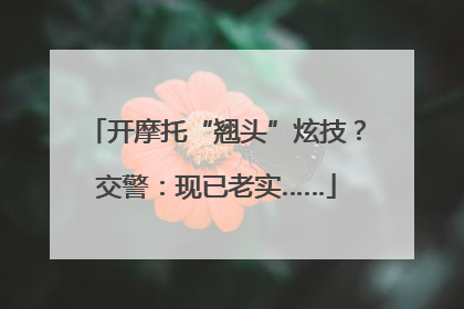 开摩托“翘头”炫技？交警：现已老实……