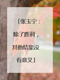 张玉宁：除了胜利，其他结果没有意义