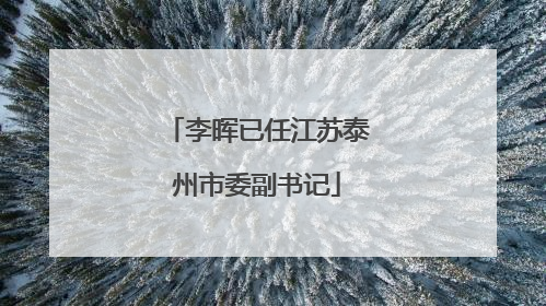 李晖已任江苏泰州市委副书记