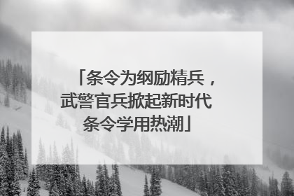 条令为纲励精兵，武警官兵掀起新时代条令学用热潮