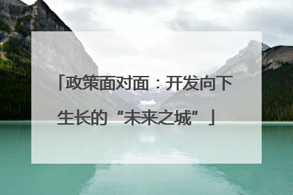 政策面对面：开发向下生长的“未来之城”