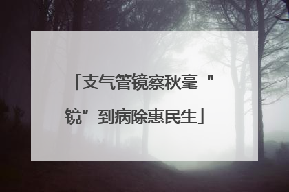 支气管镜察秋毫“镜”到病除惠民生