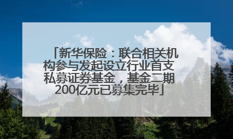 新华保险：联合相关机构参与发起设立行业首支私募证券基金，基金二期200亿元已募集完毕
