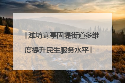 潍坊寒亭固堤街道多维度提升民生服务水平