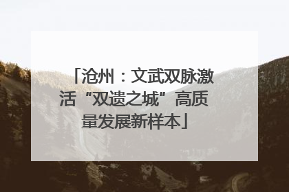 沧州：文武双脉激活“双遗之城”高质量发展新样本