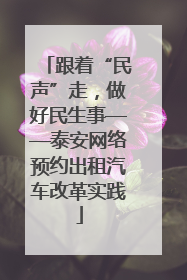 跟着“民声”走，做好民生事——泰安网络预约出租汽车改革实践