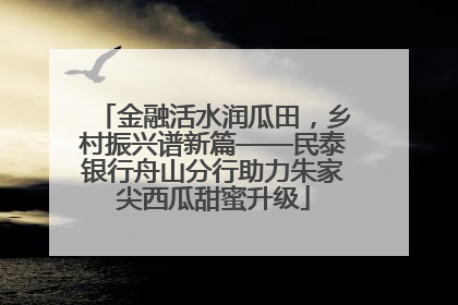 金融活水润瓜田，乡村振兴谱新篇——民泰银行舟山分行助力朱家尖西瓜甜蜜升级
