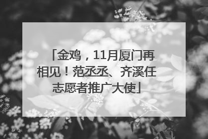 金鸡，11月厦门再相见！范丞丞、齐溪任志愿者推广大使