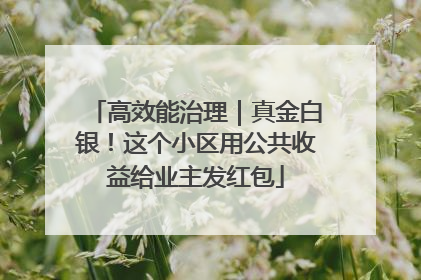 高效能治理｜真金白银！这个小区用公共收益给业主发红包