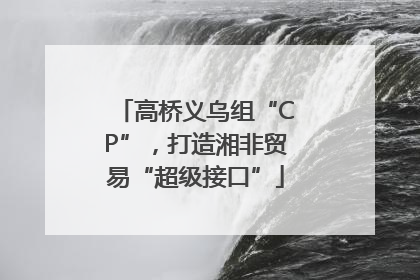 高桥义乌组“CP”，打造湘非贸易“超级接口”